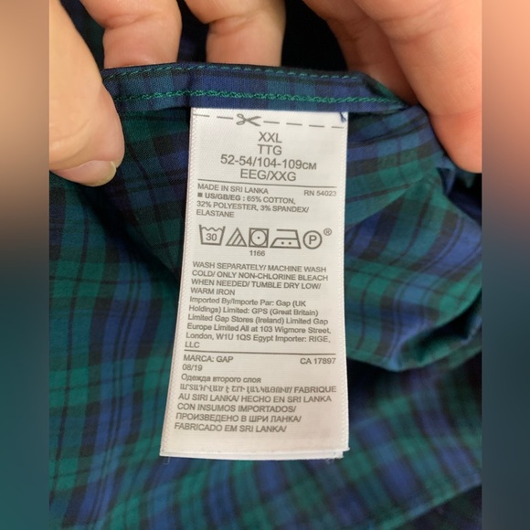 Men’s GAP Like New long sleeve green plaid button down XXL Holiday Fall - Picture 5 of 6